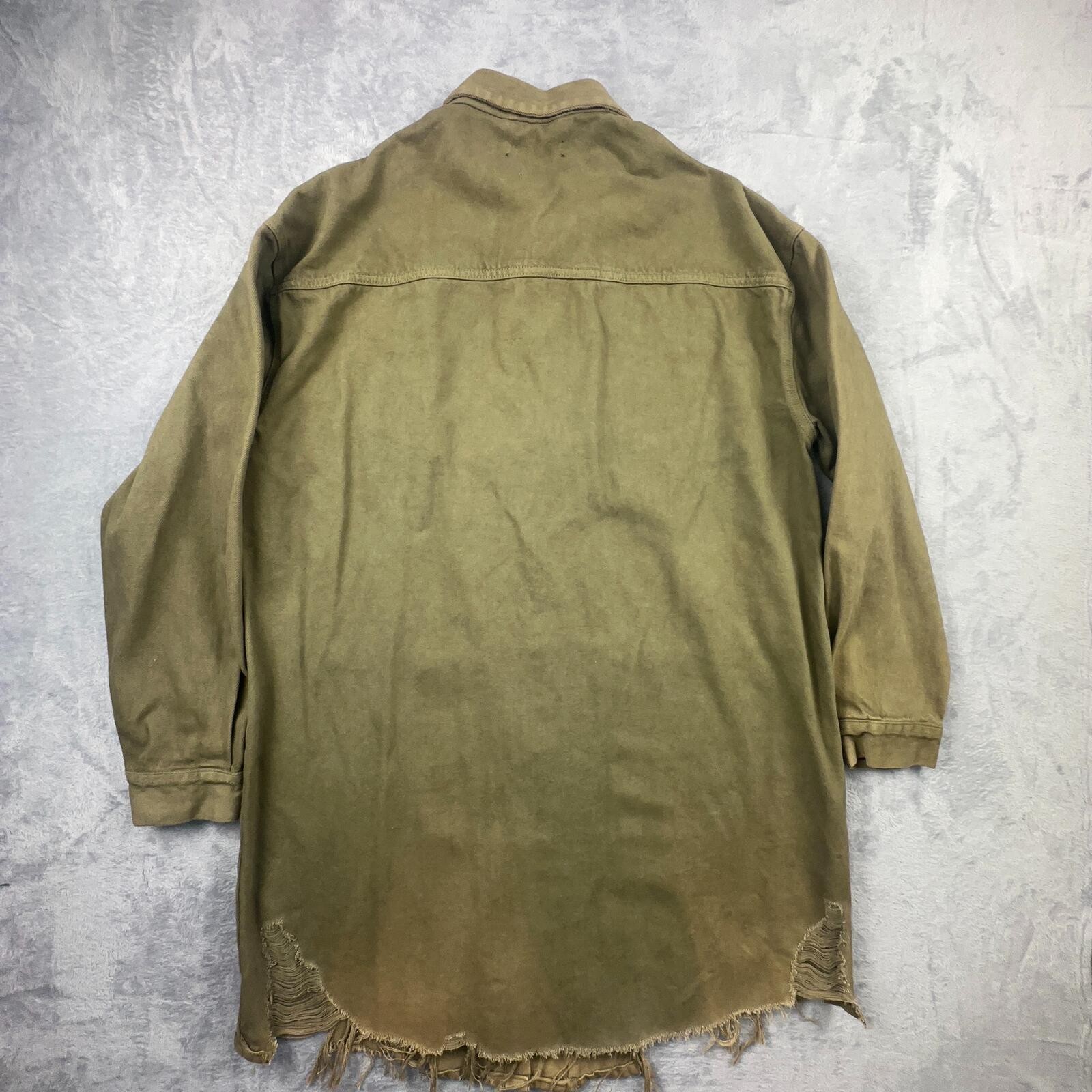 Boohoo Women's Long Sleeve Distressed Hem Shirt Jacket 100% Cotton UK 10 image 6