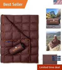 Down Camping Blanket - Puffy, Packable, Lightweight and Warm  Ideal for Outd...