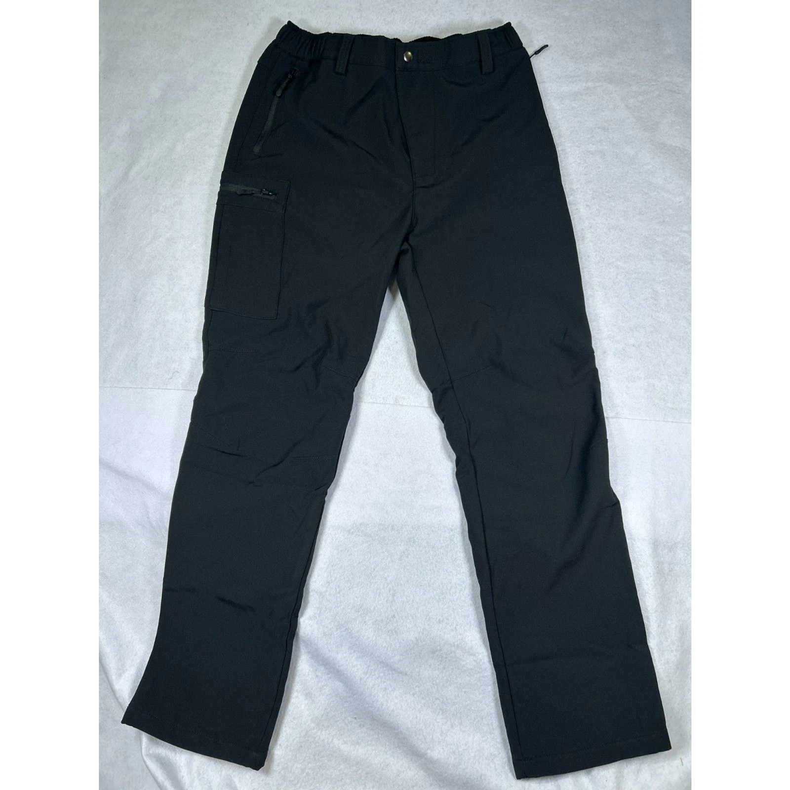 Men's Black Softshell Hiking Pants XXL Stretch Outdoor Cargo Zip Pockets Fleece