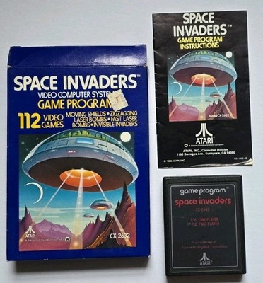Space Invaders (Atari 2600, 1980) - Box, Manual And Game