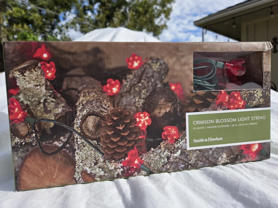 Cadena de luces Smith & Hawken flor carmesí 35 luces interior exterior probado Foto 2 de 3