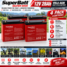 4 x SB12-28 12V 28AH (17AH 18AH 20AH 22AH 24AH) VRLA AGM Sealed Battery No Spill