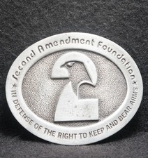 WK17165 VINTAGE 1970s SECOND AMENDMENT FOUNDATION KEEP  BEAR ARMS BELT BUCKLE
