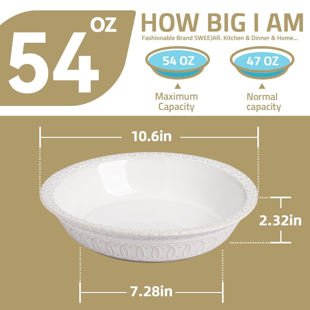 Ceramic Pie Pan for Baking,Round Baking Dish Pan for Dinner 10 Inches, Pie Di...