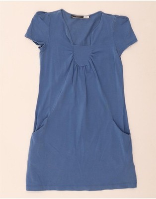 Sportmax Damen T-Shirt Kleid UK 12 mittelblau Baumwolle VZ23