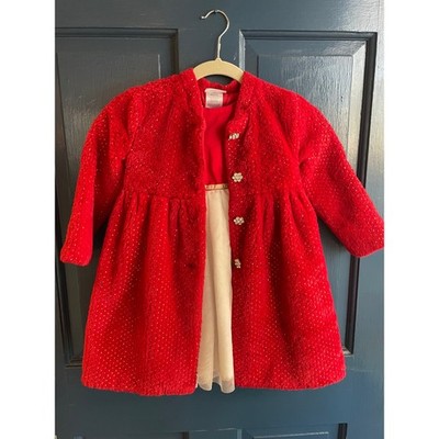 Blueberi Boulevard Coat and Dress Set Sparkly Faux Fur Tulle Size 6 EUC