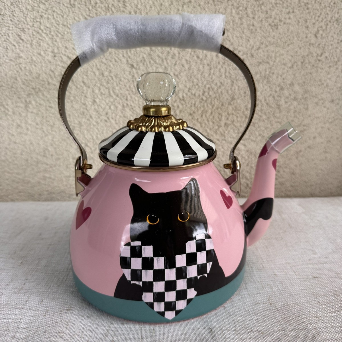 MacKenzie-Childs Cat Love Enameled Steel 2-Quart Tea Kettle | eBay