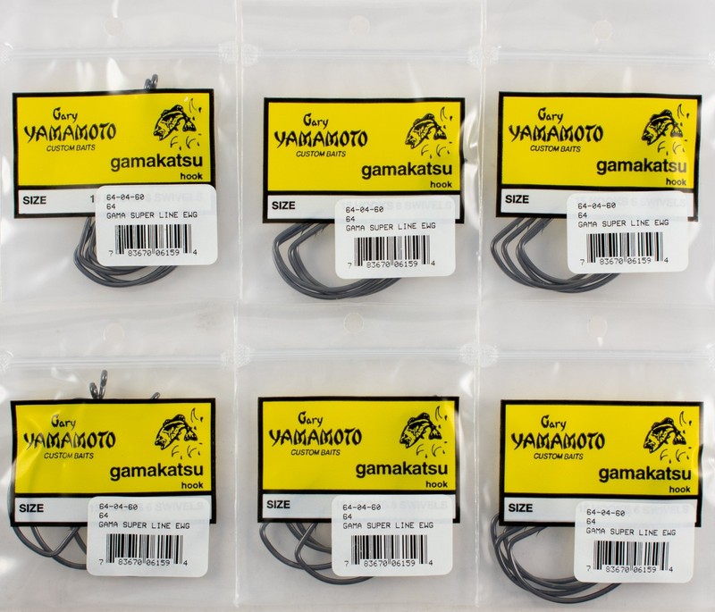 (LOT OF 6) GARY YAMAMOTO GAMA SUPER LINE EWG WORM HOOK 6/0 64-04-60 M4101