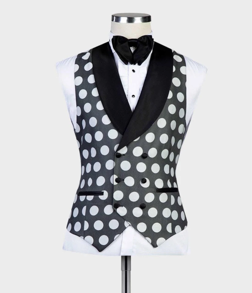 Бизнес в горошек мужские костюмы однобортный свадьбы выпускного вечера жениха смокинги Slim Fit - Изображение 4 из 4