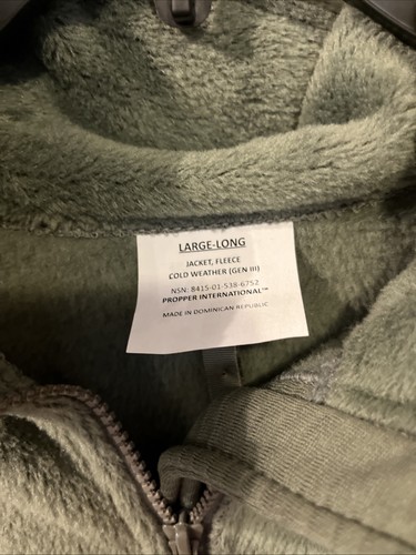 Brand New with Tag Propper Gen III Polartec® Fleece Jacket Size: Large/Long - Picture 3 of 4