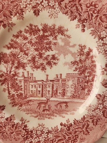 5 Vintage J&G Meakin Romantic England Ironstone Red 6.75" Bread Dessert Plates - Picture 17 of 20