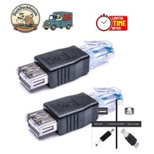 Compact Black RJ45 Male to USB Female Adapter - 2 Pack for Smart Connections