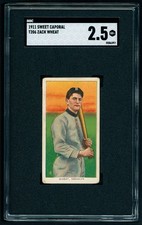 1909-11 T206 Sweet Cap ZACK WHEAT HOF Sunset Subset SGC 2.5++ Well-Centered