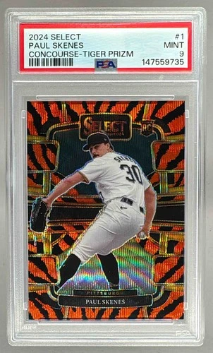 147559735 Paul Skenes 2024 Panini Select #1 Tiger Prizm Concourse RC PSA 9