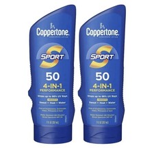 2 Coppertone Sport SPF50 4-in-1 Sunscreen Lotion 7oz Sweat  Water Resistant NEW
