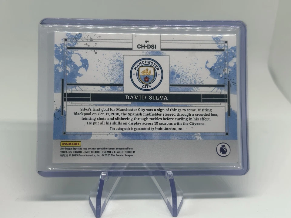 2024/25 Panini David Silva Club History auto Manchester City Impeccable Soccer  - Image 2 of 2