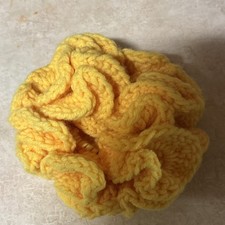 Yellow Yarn Hair Scrunchie Handmade Crochet
