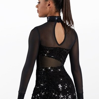 BALERA Weissman Dance Costume MA Black SQ11734 Ultra Sparkle Wrap Front Dress 