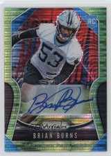 2019 Panini Prizm Rookies Neon Green Pulsar Brian Burns #318 Auto 1l2