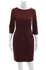 Stella McCartney Womens Cotton Boat Neck Long Sleeve Pencil Dress Red Size 40