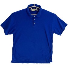 Vintage Eddie Bauer Polo Shirt Mens Size L Blue 100 Cotton Short Sleeve Preppy
