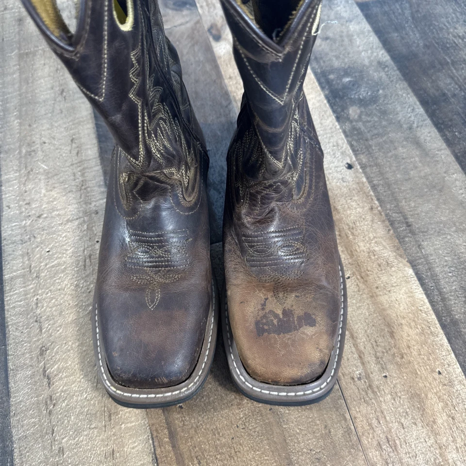 Botas de Vaquero DAN POST Western Juveniles 4D Cuero Marrón Puntera Cuadrada Pull-On Foto 3 de 4