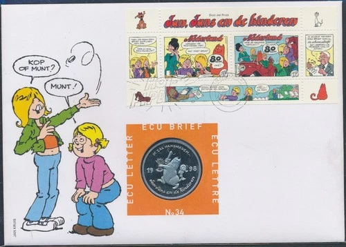 LS81262 Netherlands 1998 comics youth FDC numis letter used