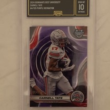 Topps 2024 Bowman's Best University Carnell Tate #47 Purple Refractor /125 GMA …