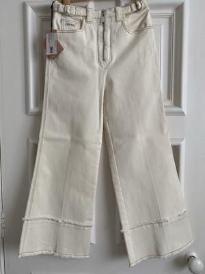 Miu Miu Off White Wide Leg Cropped Jeans Size IT40 /UK8-10