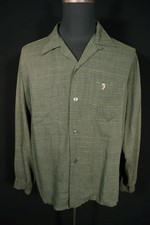 Vintage 1960's Green Rayon/Poly Gabardine Shirt Size Large Excellent Condition