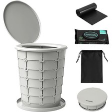 Adjustable Height Travel Potty with Lid, Carry Bag, Gray