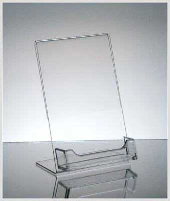 DAZZLING DISPLAYS 5 Acrylic 4" x 6" Slanted Picture Frame with Business Card Holder
