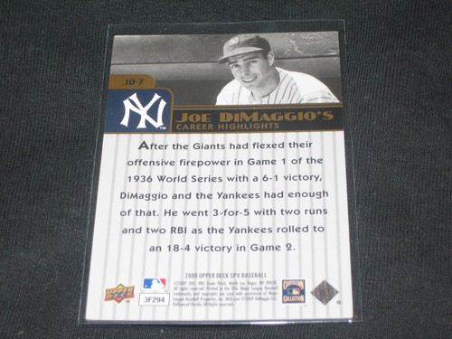JOE DIMAGGIO YANKEES LEGEND GENUINE AUTHENTIC LIMITED EDITION BASEBALL CARD /425 - Picture 2 of 2