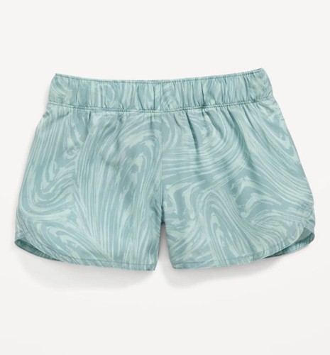 Old Navy Kid Girls Size XL (14-16) Dolphin Hem Run Shorts $15 Green Swirl .. NWT