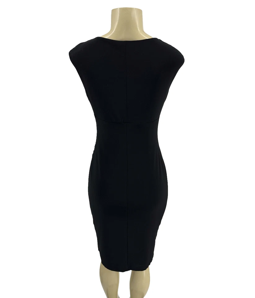 Lauren Ralph Lauren Size 4 Petite Sheath Pleated Dress Black Party Evening 37-12 - Image 4 of 4