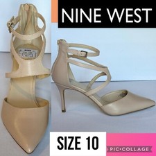 Nine West Womens Pump Nude Megabyte Pointed Toe Ankle Strap Stiletto Heel 10