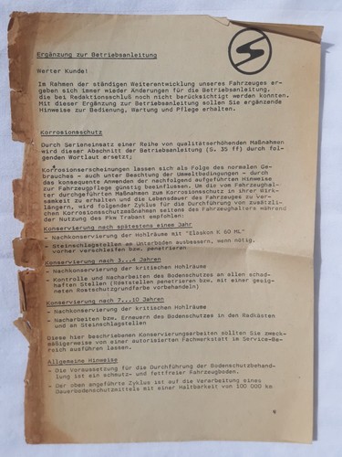 Bedienungsanleitung Trabant 601, 601S, 601S de luxe, 2. Auflage 1985 - Bild 4 von 8