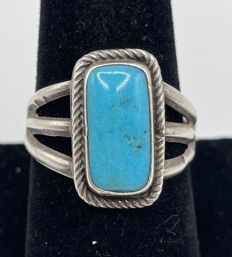 Sterling Silber Türkis Seil Rand Ring (5,40 g) (9,5 RS) - Bild 1 von 4