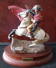 Soldatino Piombo Vintage Napoleone a cavallo su base di legno