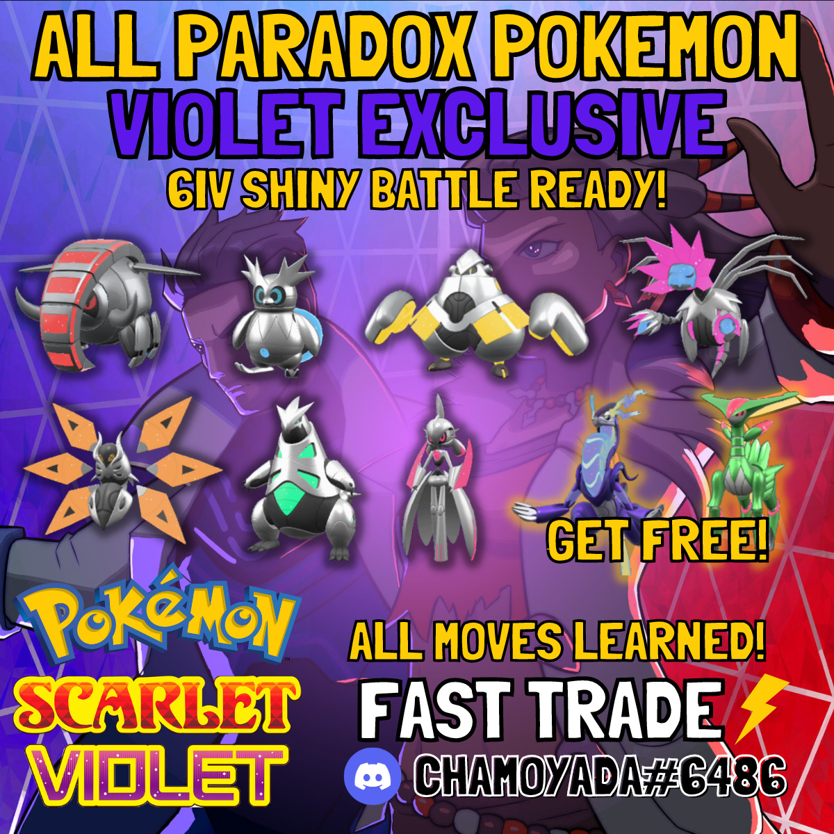 Pokemon Scarlet and Violet ✨Shiny 6IV Paradox Pokemon (ALL SCARLET  EXCLUSIVES)✨