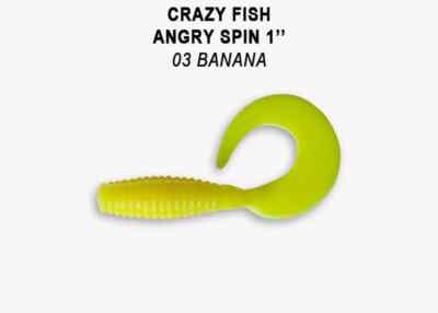 CRAZY FISH Angry Spin 1'' 2.5mm Soft Eatable Lure 8pcs Micro Twister Squid Smell