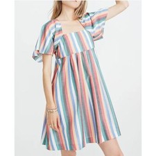 Madewell Square-Neck Mini Dress in Festival Stripe XS 