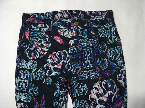 HUE U17544H Peony Peacock Stretch Denim Leggings Size S M NWT - Picture 2 of 6