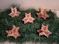Rustic Hand Crafted 3 Inch Wooden Snowflake Decoration, Set Of 5