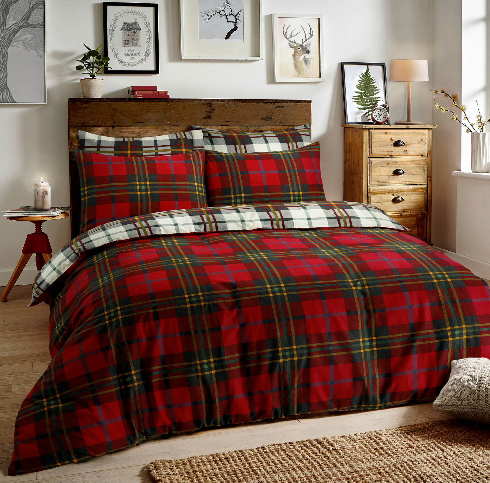 Tartan Check Flannel 100% Cotton Quilt 