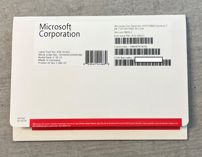 MS Windows Server 2019 Datacenter OEM/SB Vollversion deutsch 16 Core (P71-09025)