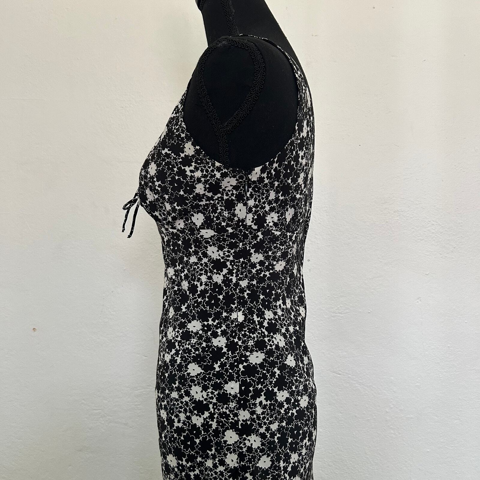 90s Y2K Express Black Floral Midi Dress - image 4