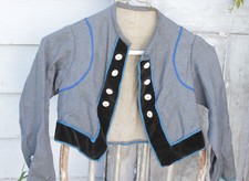 Antique French bodice wool victorian blouse velvet accents glass buttons 1870