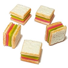 100 Dollhouse Miniature Ham Cheese Sandwiches  Doll Mini Food Set Wholesale Lot
