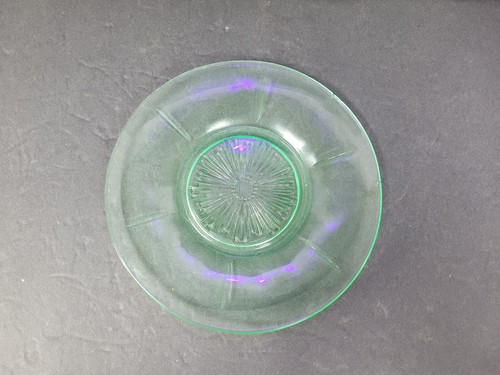 Vintage Antique Uranium Depression Glass Salad Dessert Plate 6.25" *read* - Picture 2 of 6